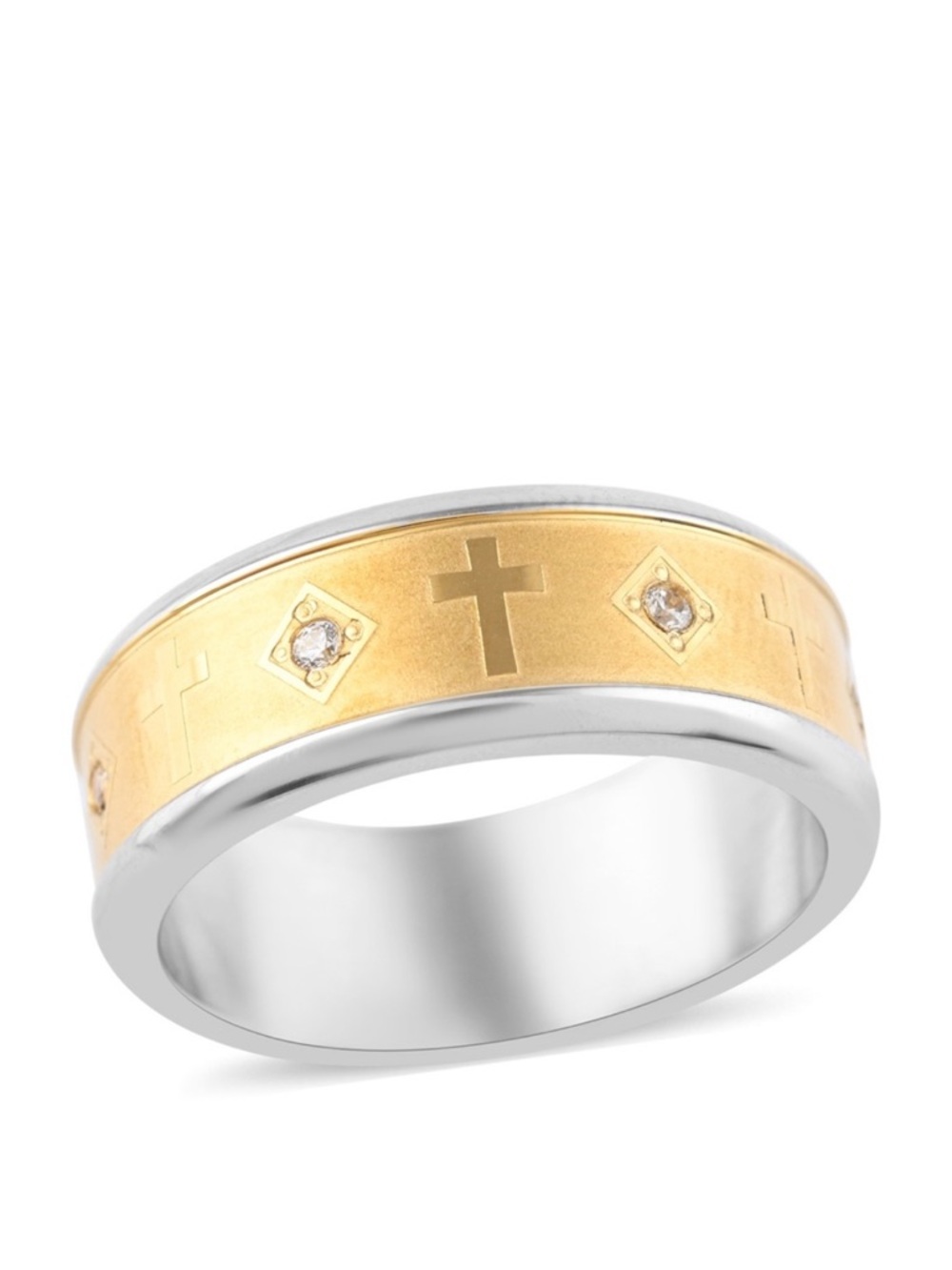 Simulated Diamond Cross Men’s Ring